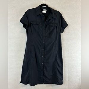 Columbia omni-shade sun protection dark black nylon dress Short sleeve Large